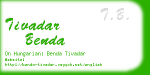 tivadar benda business card